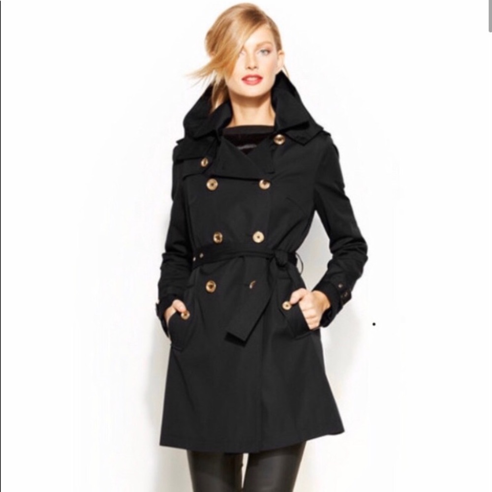 Michael Kors Black hooded trench coat